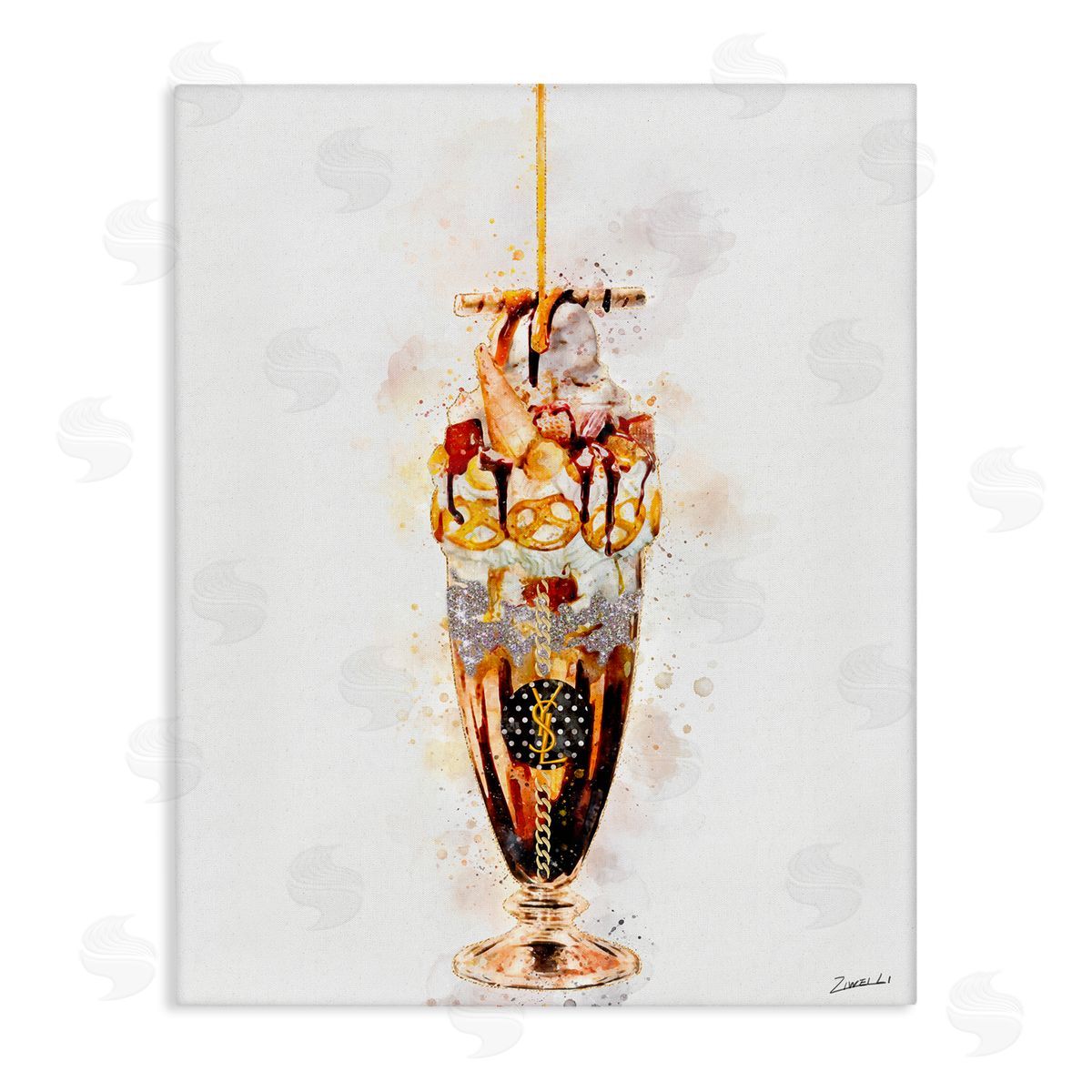 Dessert Fashion Ice Cream Canvas Wall Art, Home Decor by Ziwei Li