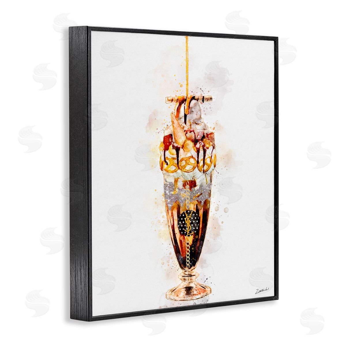 Dessert Fashion Ice Cream Black Frame Print Wall Art, Home Decor by Ziwei Li