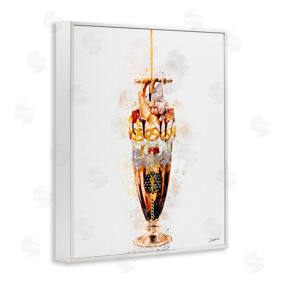 Dessert Fashion Ice Cream White Frame Print Wall Art, Home Decor by Ziwei Li