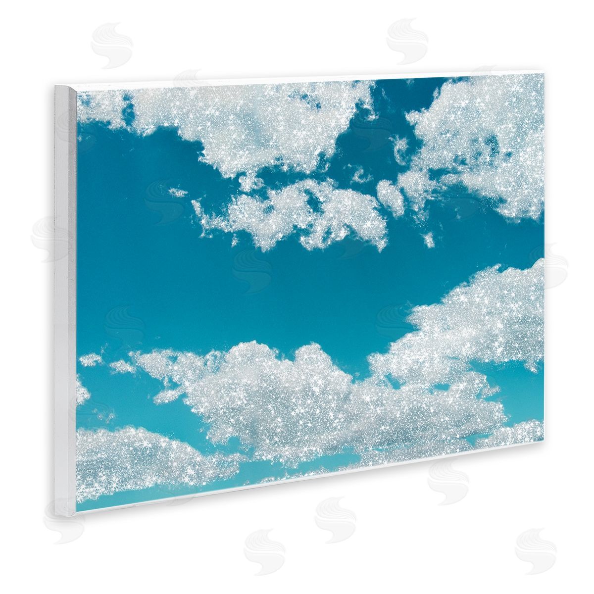 Sparkling Clouds Blue Sky Wood Plaque Wall Art, Home Decor by Ziwei Li