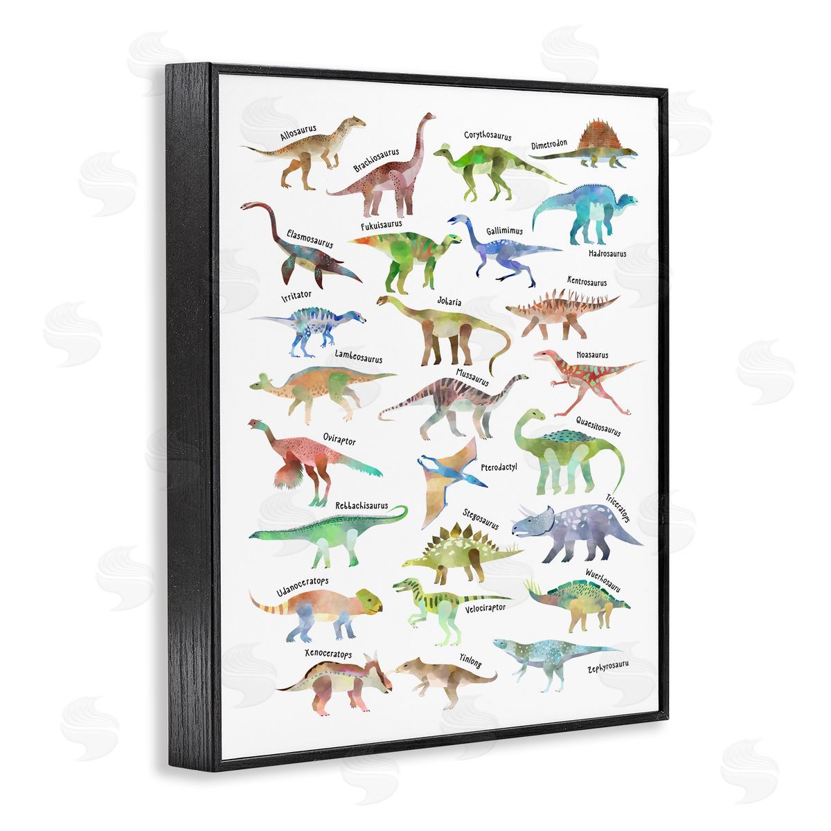Children's Dino Chart Black Frame Print Wall Art, Home Decor by Ziwei Li