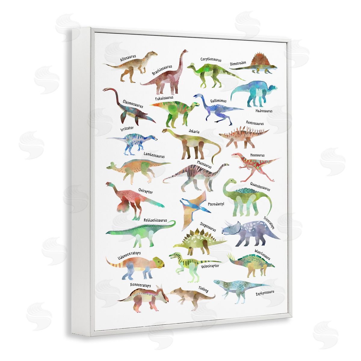 Children's Dino Chart White Frame Print Wall Art, Home Decor by Ziwei Li