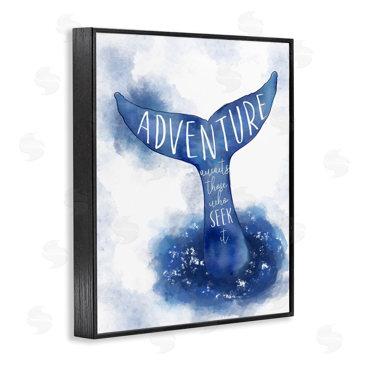 Adventure Awaits Whale Tale Black Frame Print Wall Art, Home Decor by Ziwei Li
