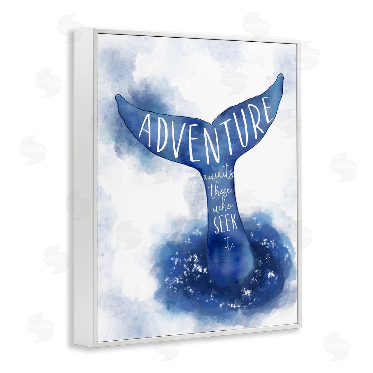 Adventure Awaits Whale Tale White Frame Print Wall Art, Home Decor by Ziwei Li