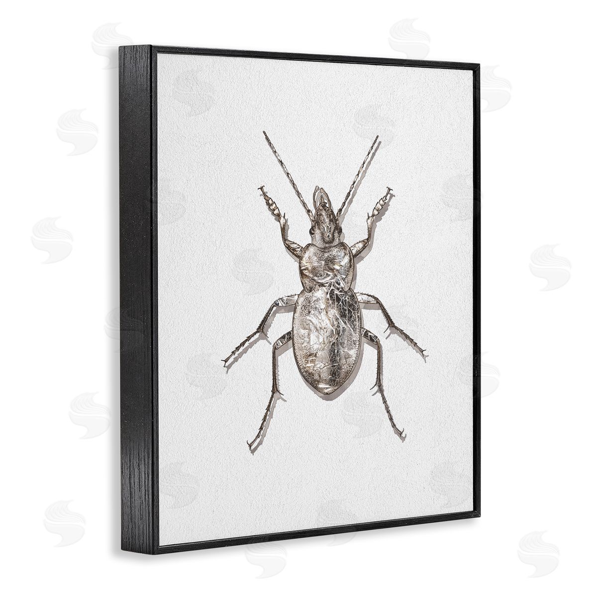 Textured Beetle Minimal Off-White Black Frame Print Wall Art, Home Decor by Ziwei Li