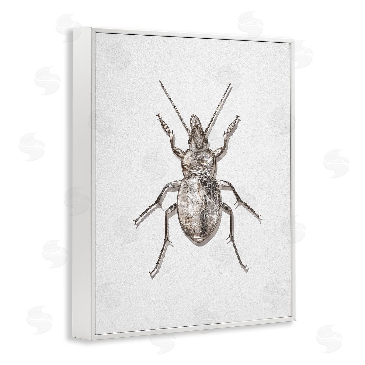 Textured Beetle Minimal Off-White White Frame Print Wall Art, Home Decor by Ziwei Li