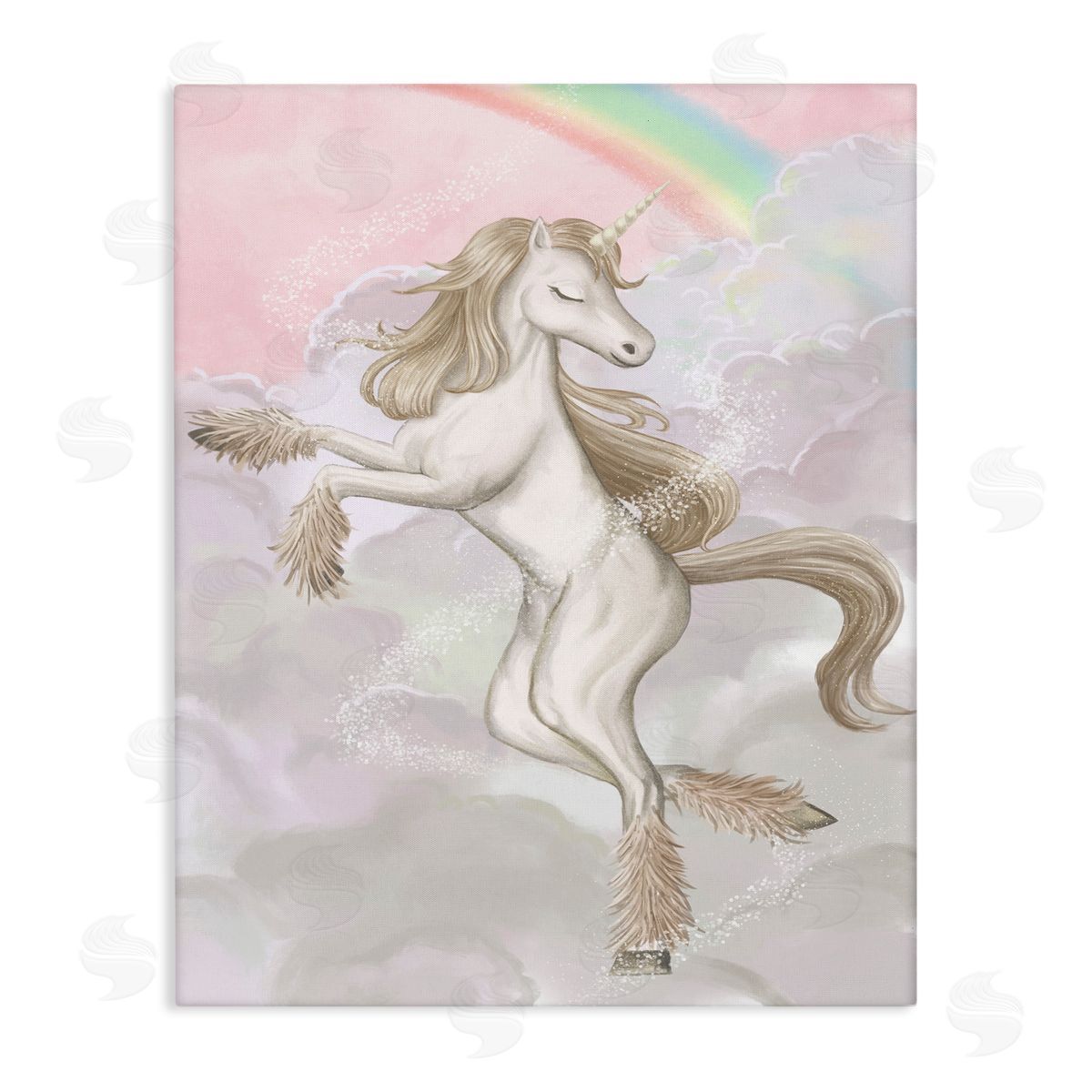 Glam Unicorn Sparkle Rainbow Canvas Wall Art, Home Decor by Ziwei Li