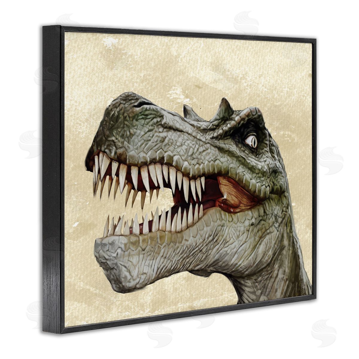 Bold T-Rex Dinosaur Portrait Black Frame Print Wall Art, Home Decor by Ziwei Li