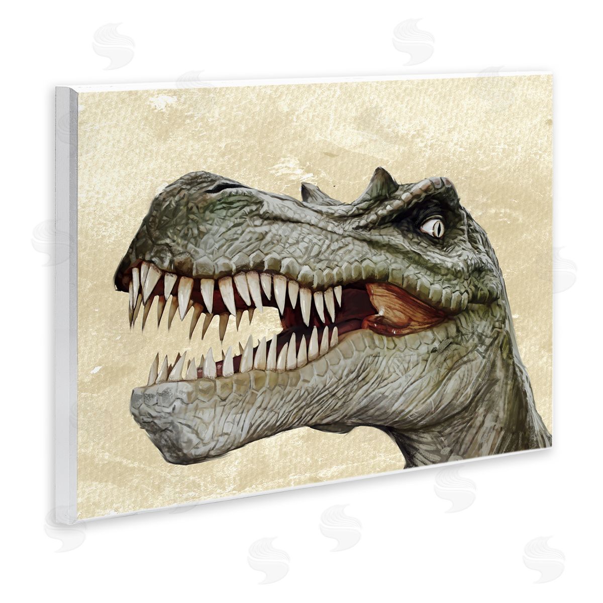 Bold T-Rex Dinosaur Portrait Wood Plaque Wall Art, Home Decor by Ziwei Li