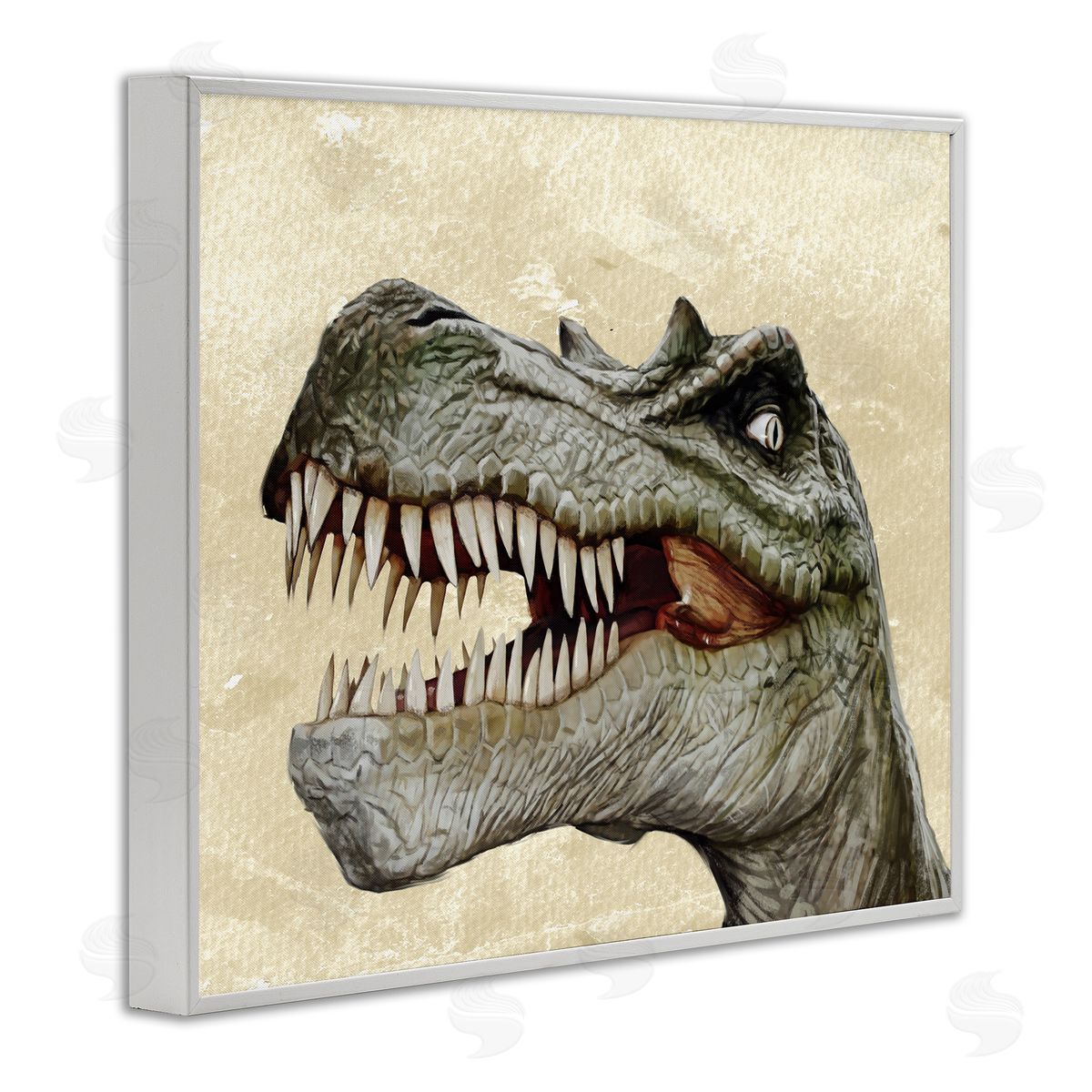 Bold T-Rex Dinosaur Portrait White Frame Print Wall Art, Home Decor by Ziwei Li