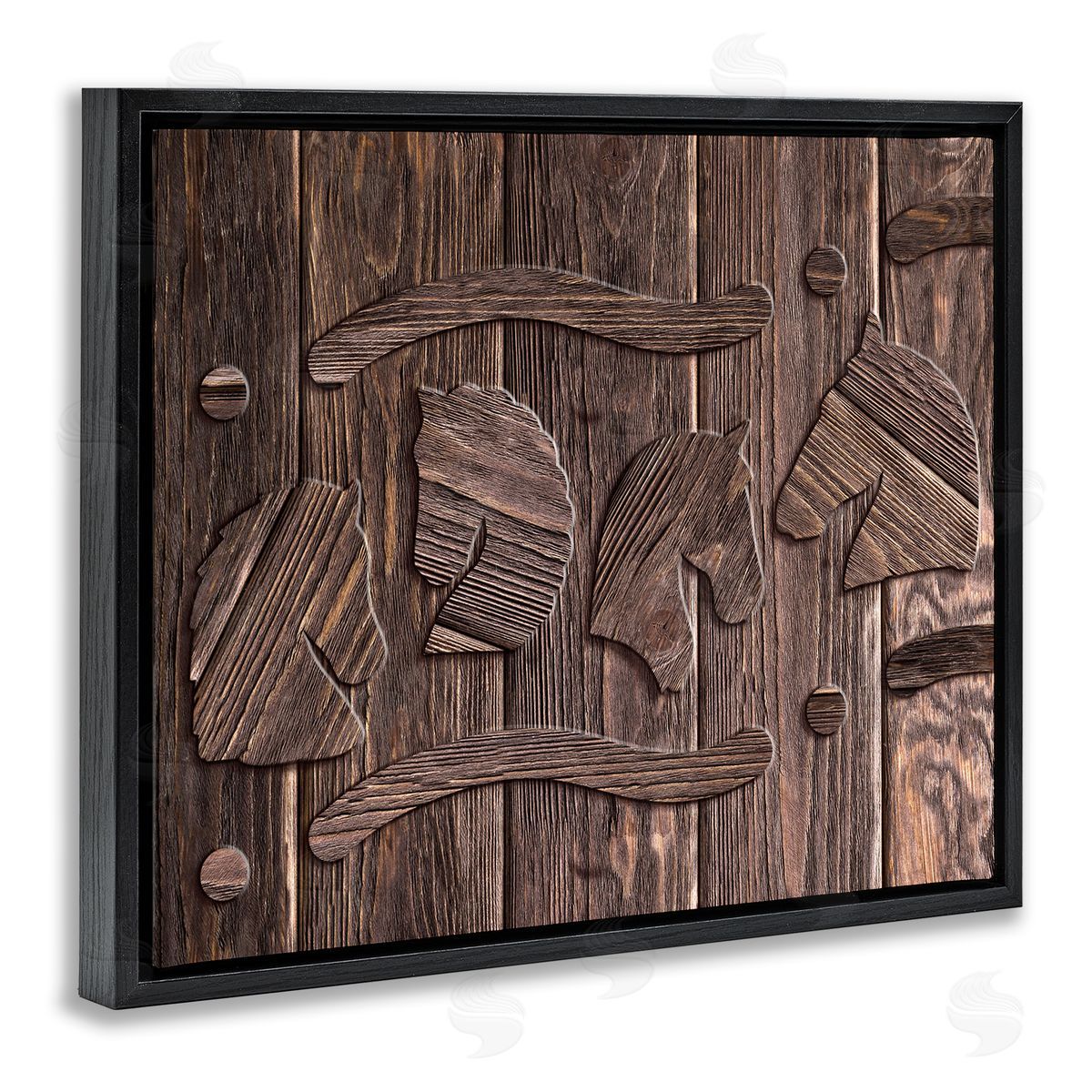 Unicorn Rustic Etch Interpretation Black Floating Frame Canvas Wall Art, Home Decor by Ziwei Li