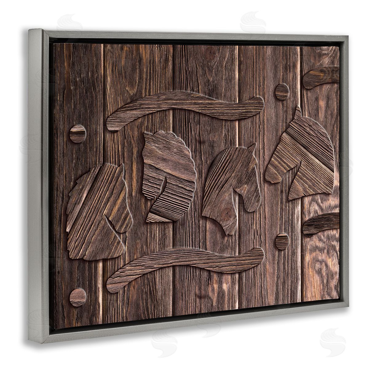 Unicorn Rustic Etch Interpretation Grey Floating Frame Canvas Wall Art, Home Decor by Ziwei Li