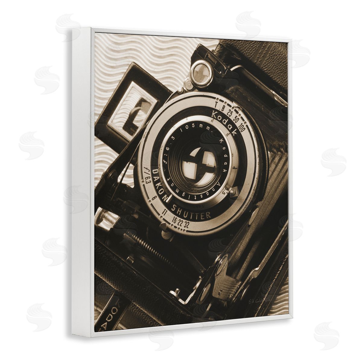 Vintage Camera Sepia Photograph White Frame Print Wall Art, Home Decor by Ed Goldstein