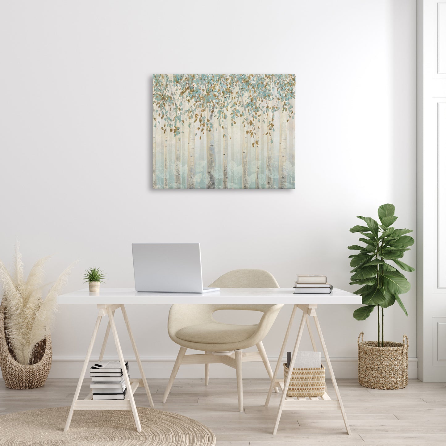 Abstract Soft Forest Leaves Trees Canvas Wall Art in Room, Home Decor by James Wiens