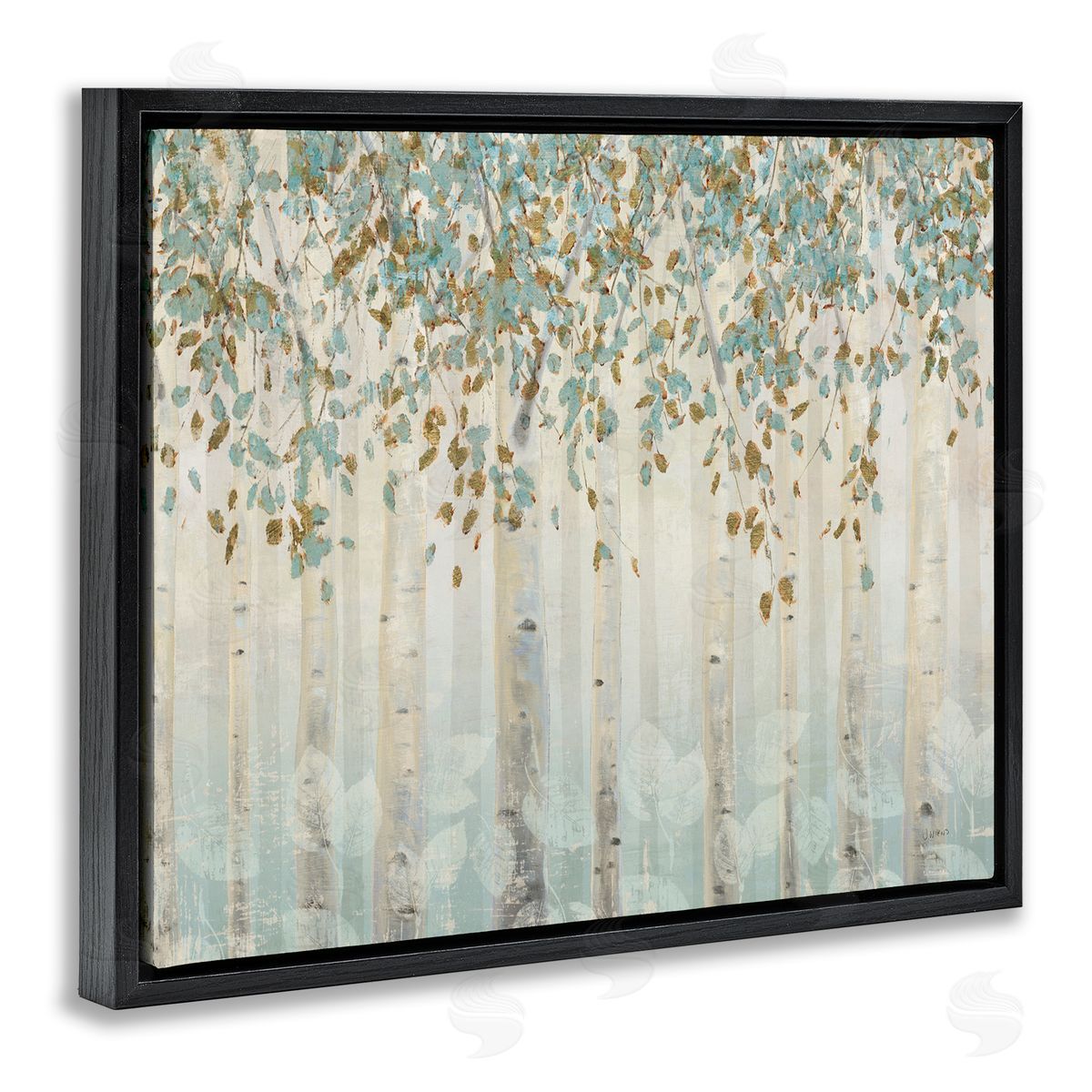 Abstract Soft Forest Leaves Trees Black Floating Frame Canvas Wall Art, Home Decor by James Wiens