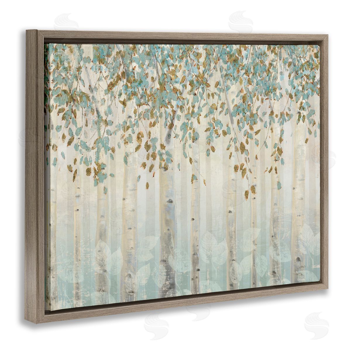 Abstract Soft Forest Leaves Trees Brown Floating Frame Canvas Wall Art, Home Decor by James Wiens