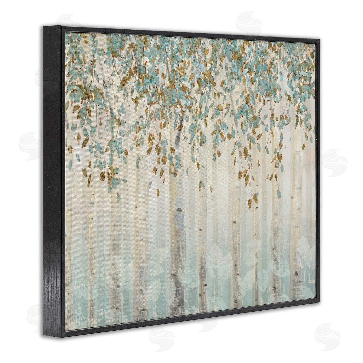 Abstract Soft Forest Leaves Trees Black Frame Print Wall Art, Home Decor by James Wiens