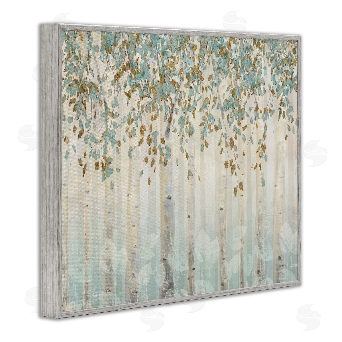 Abstract Soft Forest Leaves Trees Grey Frame Print Wall Art, Home Decor by James Wiens
