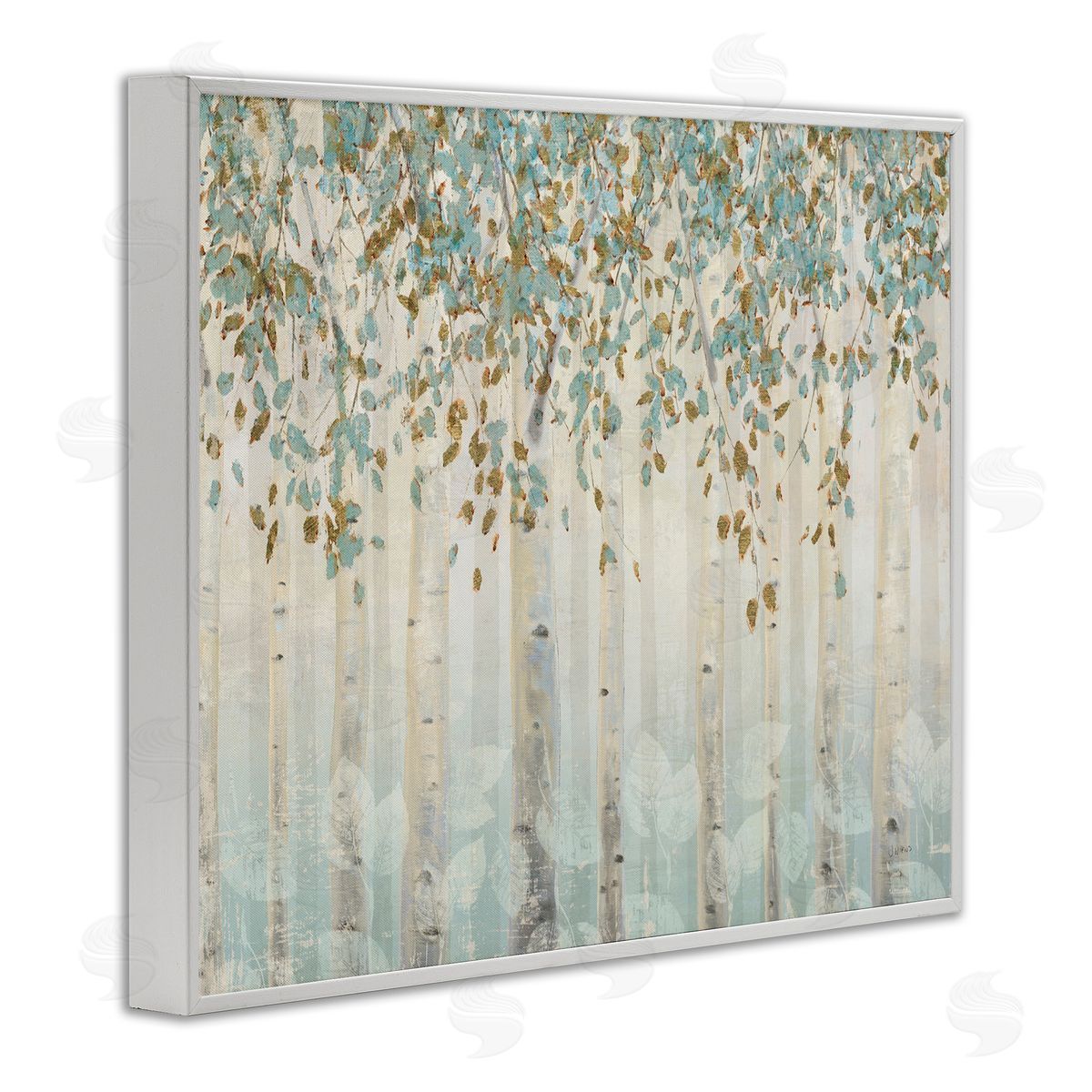 Abstract Soft Forest Leaves Trees White Frame Print Wall Art, Home Decor by James Wiens