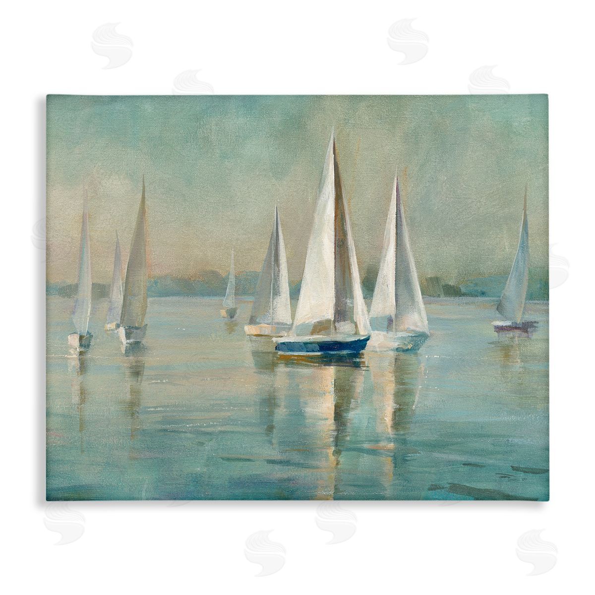 Traditional Sailboats Water Lake Relaxed Canvas Wall Art, Home Decor by Danhui Nai