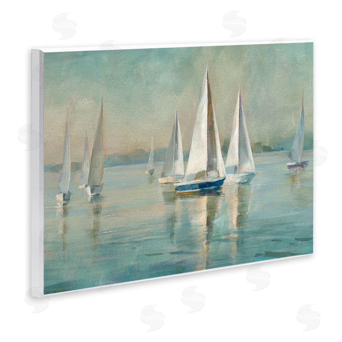 Traditional Sailboats Water Lake Relaxed Wood Plaque Wall Art, Home Decor by Danhui Nai