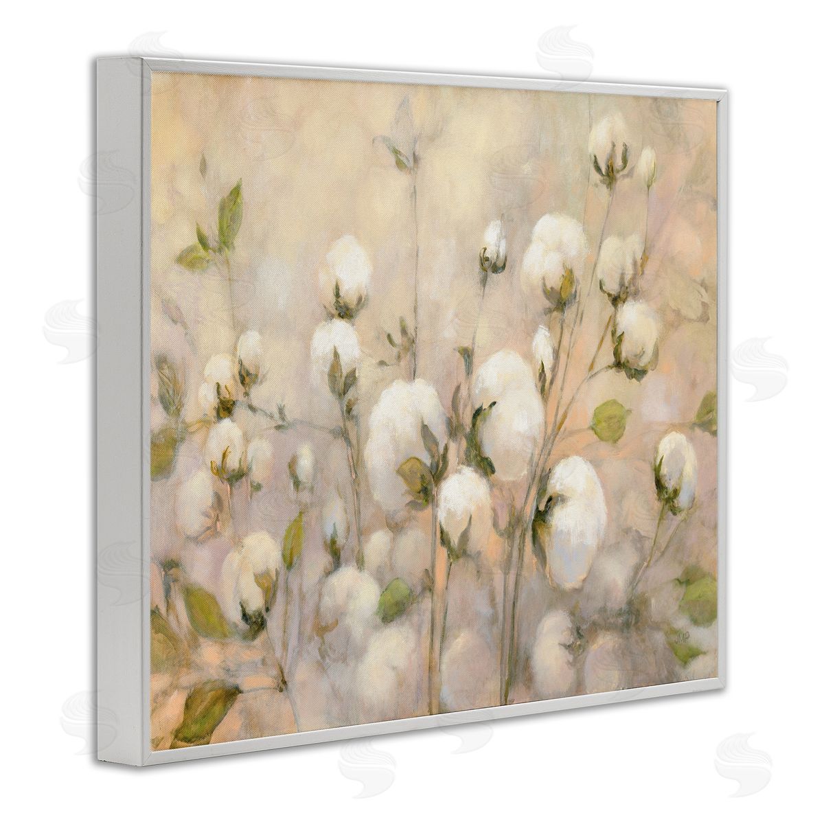 Soft Cotton Field Florals White Frame Print Wall Art, Home Decor by Julia Purinton
