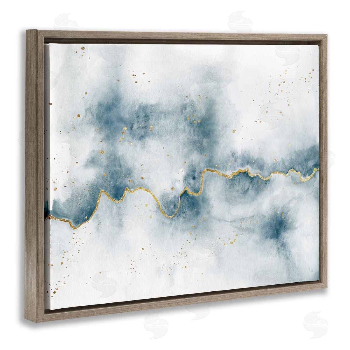 Abstract Clouds Splatter Accent Brown Floating Frame Canvas Wall Art, Home Decor by Laura Marshall