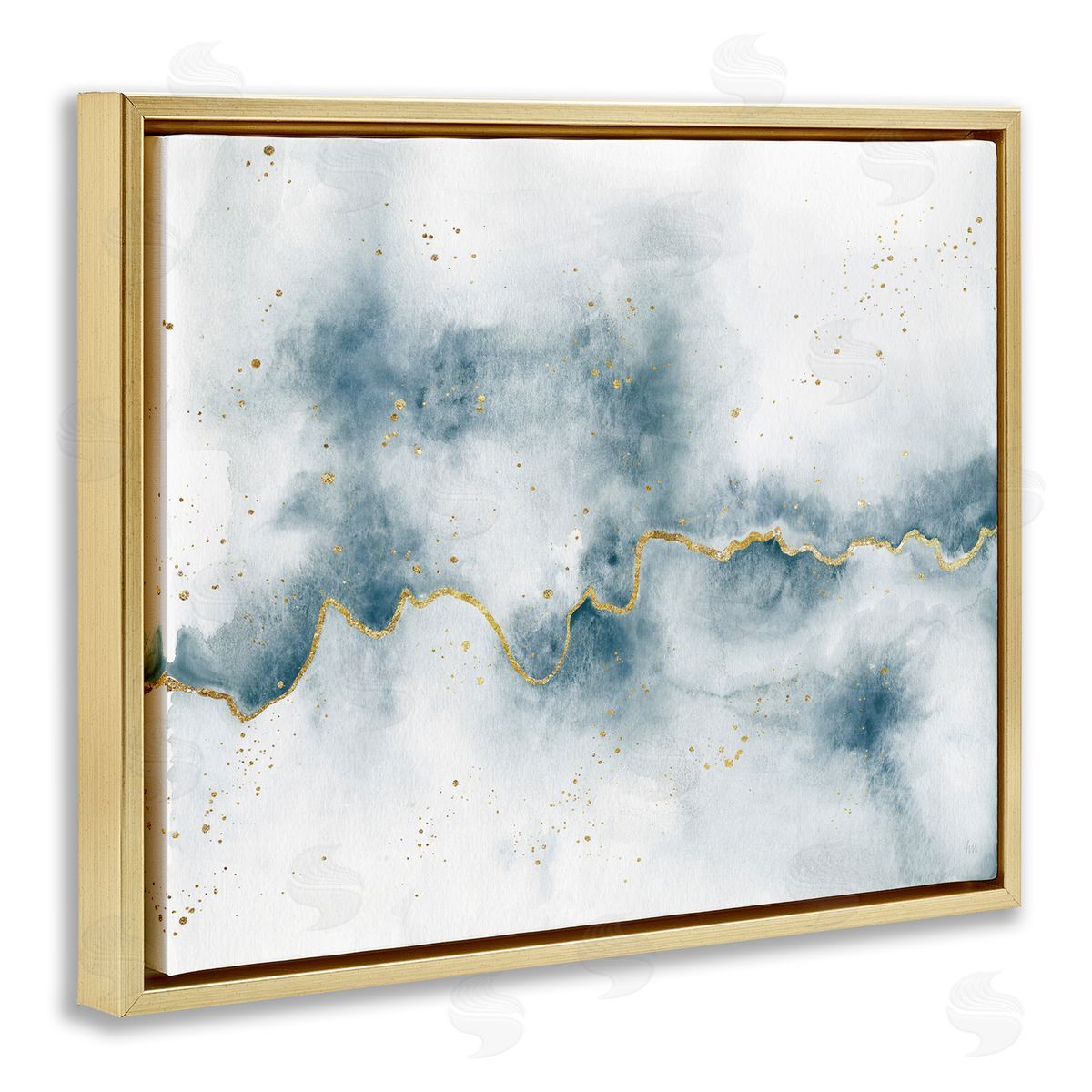 Abstract Clouds Splatter Accent Gold Floating Frame Canvas Wall Art, Home Decor by Laura Marshall