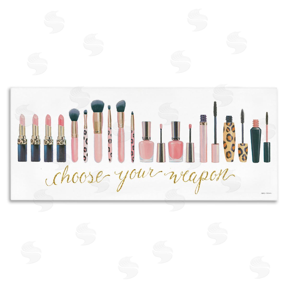 Choose Your Weapon Glam Makeup Canvas Wall Art, Home Decor by Marco Fabiano