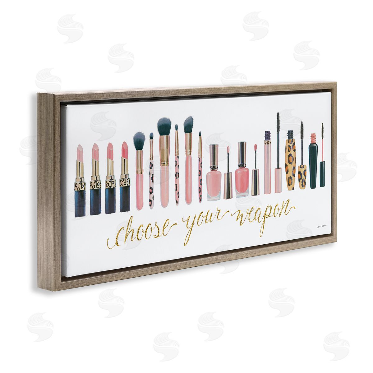 Choose Your Weapon Glam Makeup Brown Floating Frame Canvas Wall Art, Home Decor by Marco Fabiano