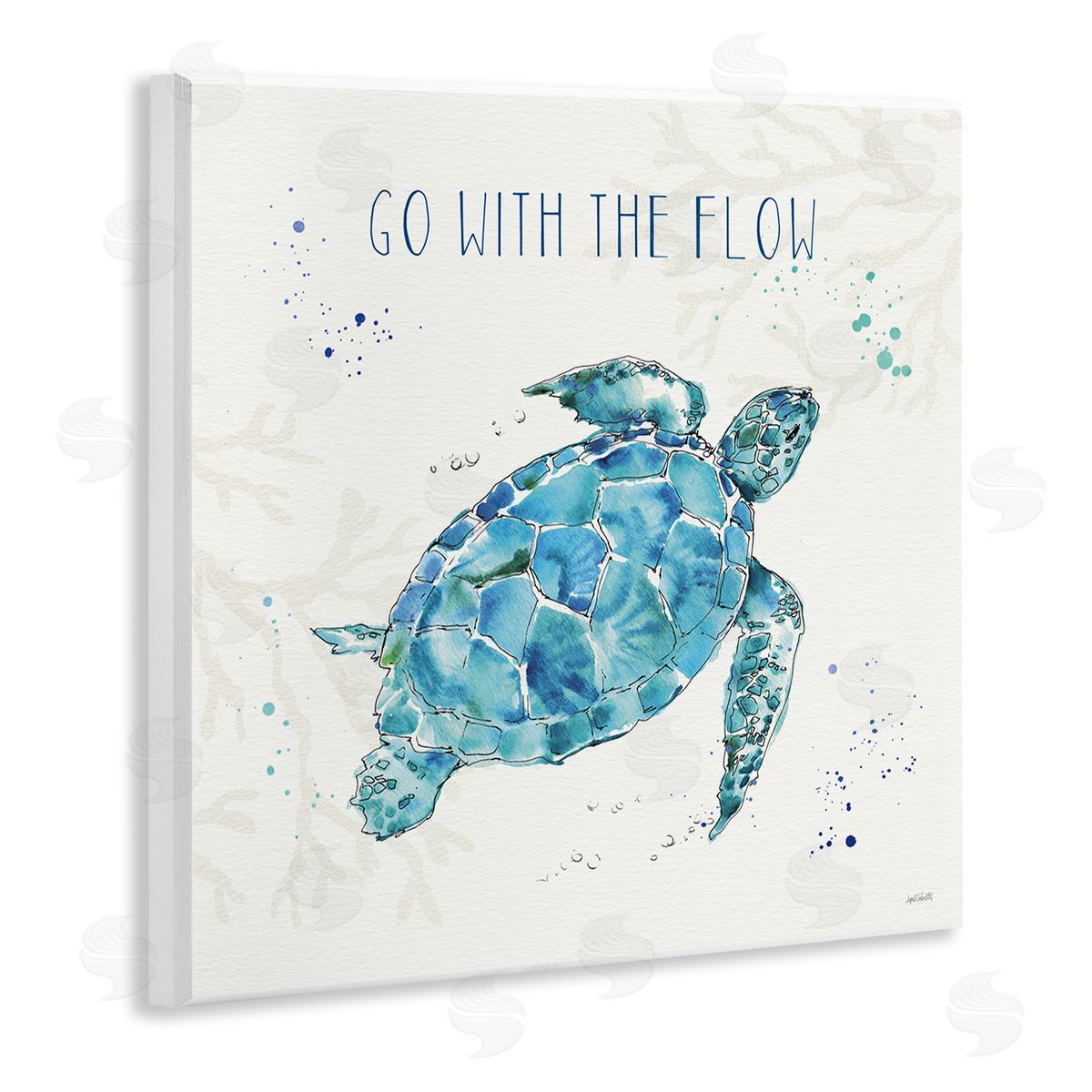 Go with the Flow Turtle Tortoise Wood Plaque Wall Art, Home Decor by Anne Tavoletti