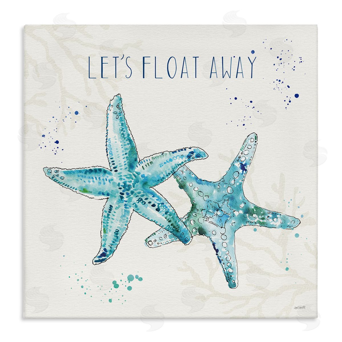 Float Away Phrase Blue Starfish Canvas Wall Art, Home Decor by Anne Tavoletti