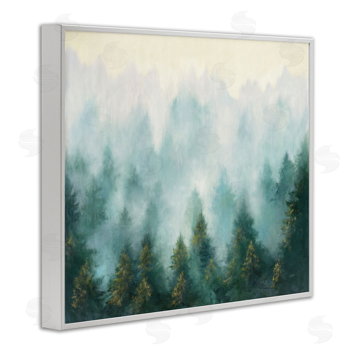 Abstract Pine Forest with Mist White Frame Print Wall Art, Home Decor by Julia Purinton
