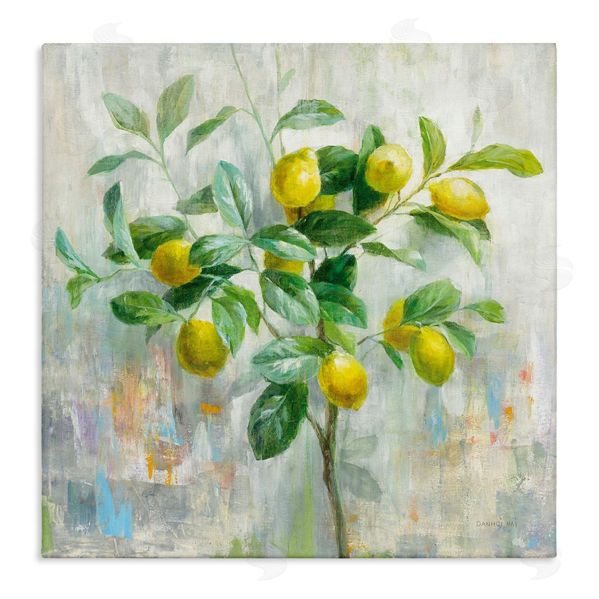 Abstract Lemon Tree Branch Canvas Wall Art, Home Decor by Danhui Nai