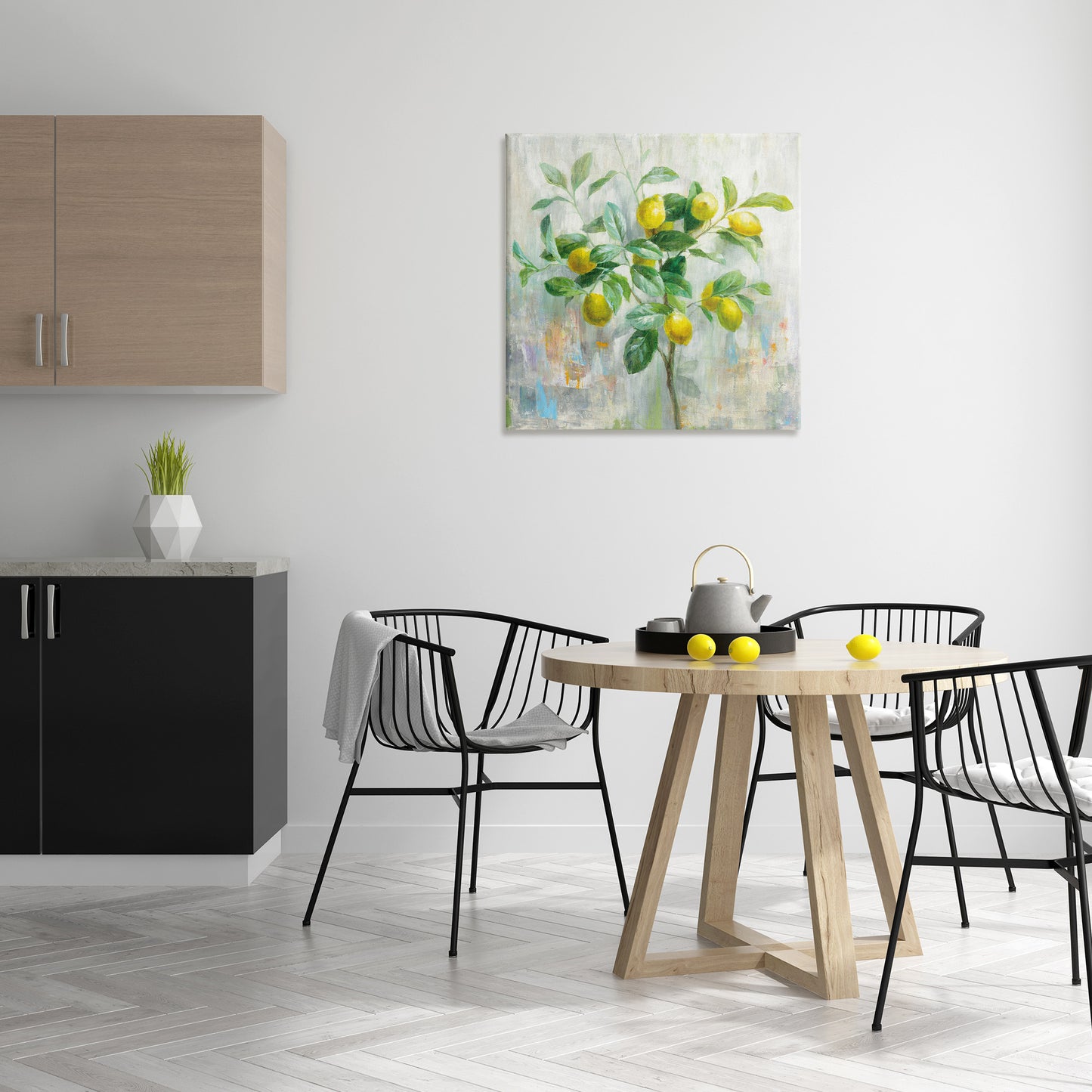 Abstract Lemon Tree Branch Canvas Wall Art in Room, Home Decor by Danhui Nai