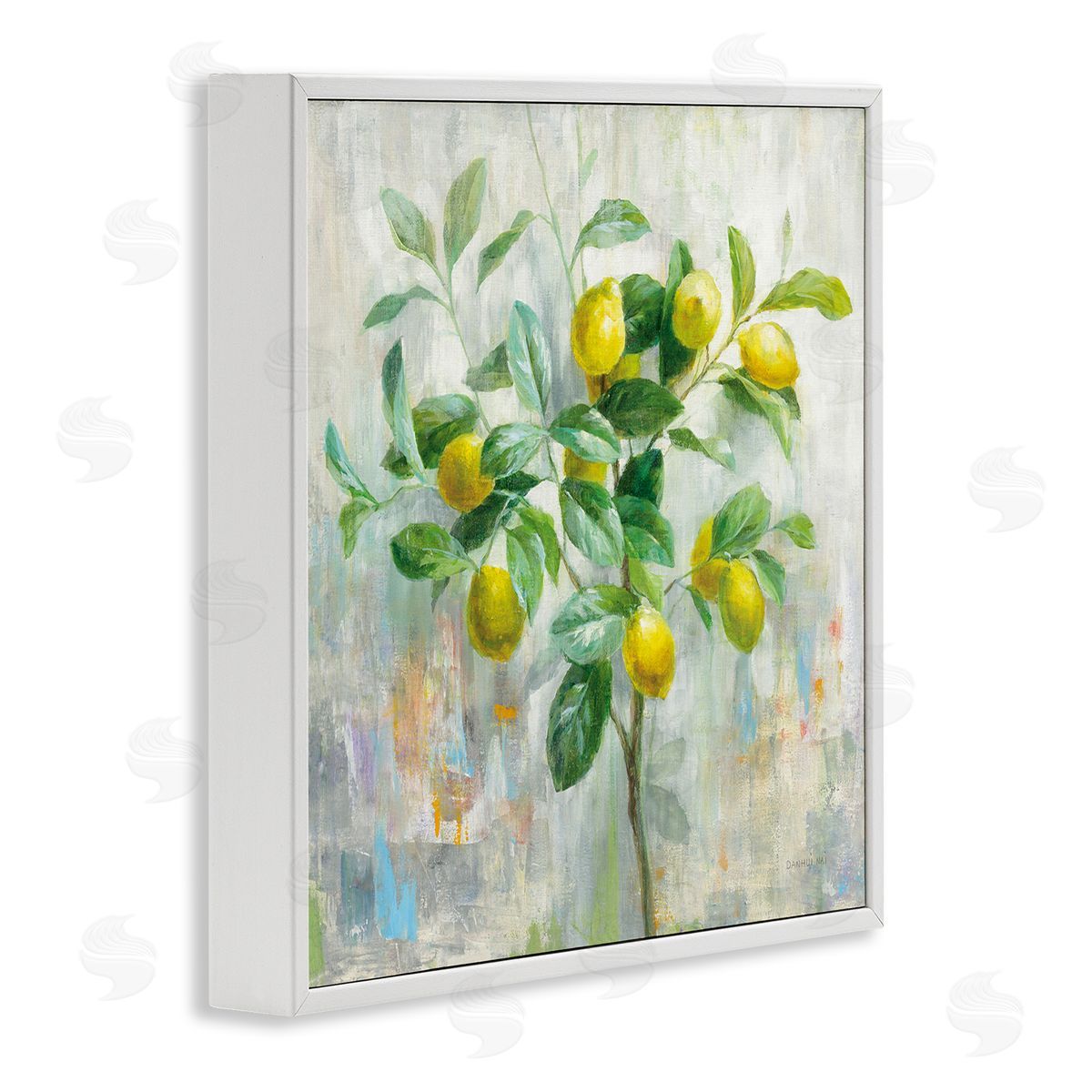 Abstract Lemon Tree Branch White Frame Print Wall Art, Home Decor by Danhui Nai