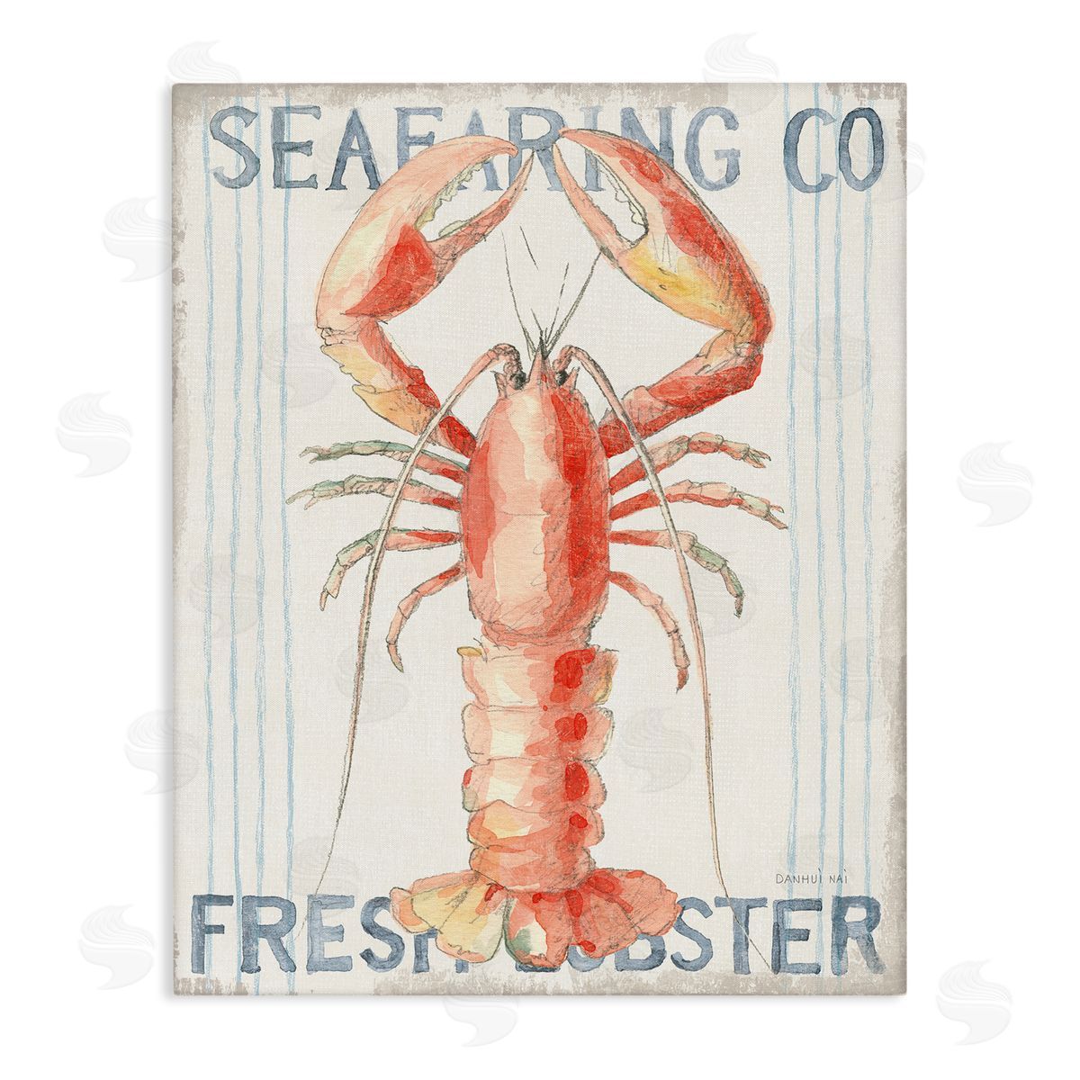 Nautical Lobster Seafood Sign Canvas Wall Art, Home Decor by Danhui Nai
