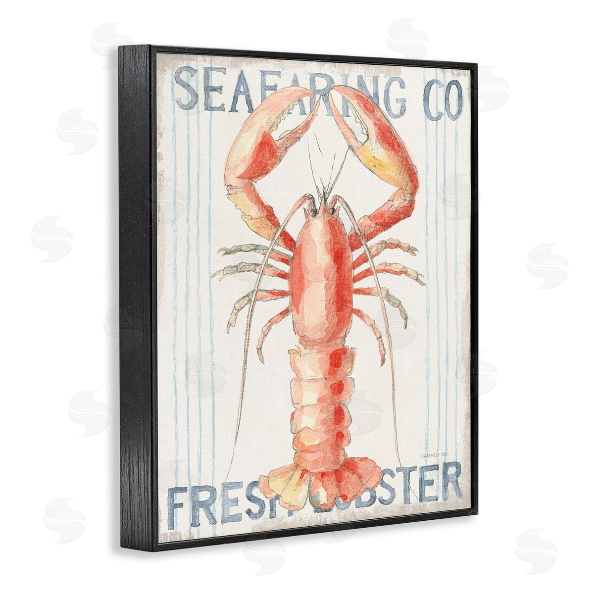 Nautical Lobster Seafood Sign Black Frame Print Wall Art, Home Decor by Danhui Nai