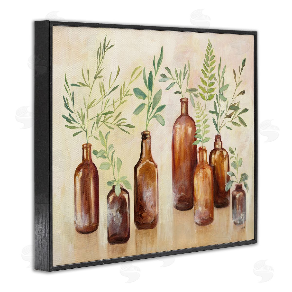 Ferns and Plants Glass Jars Black Frame Print Wall Art, Home Decor by Julia Purinton