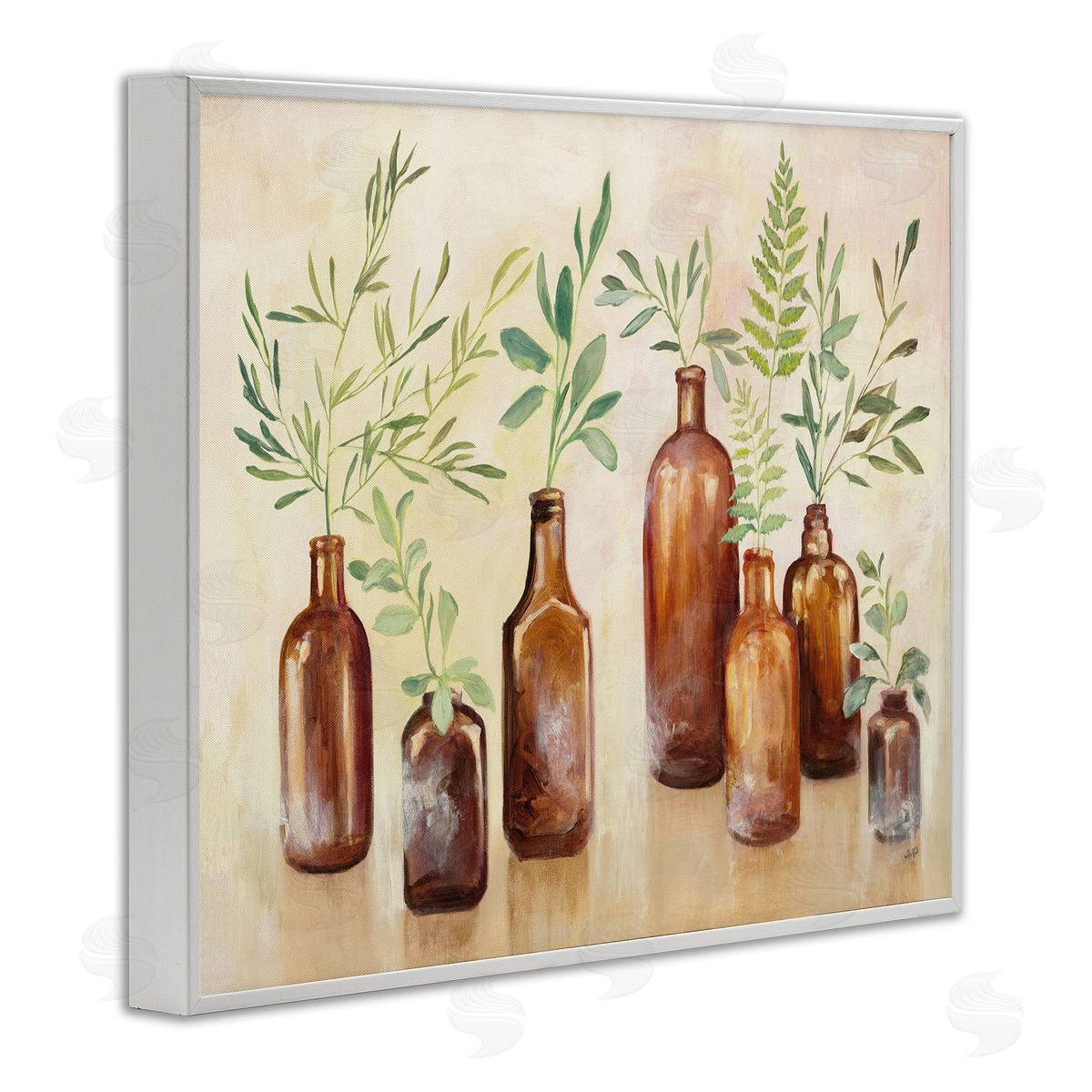 Ferns and Plants Glass Jars White Frame Print Wall Art, Home Decor by Julia Purinton