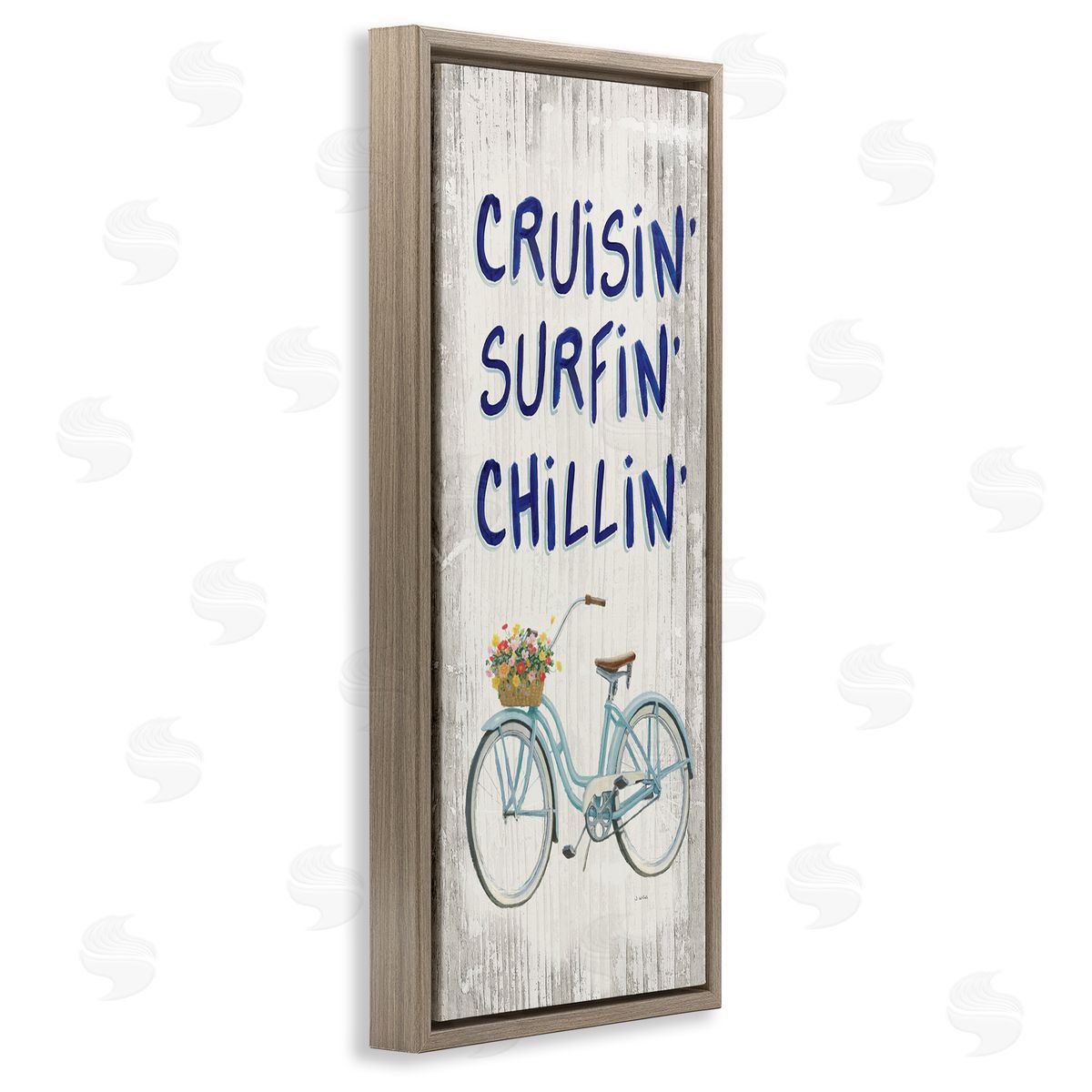 Cruisin' Surfin' Chillin' Bike Brown Floating Frame Canvas Wall Art, Home Decor by James Wiens