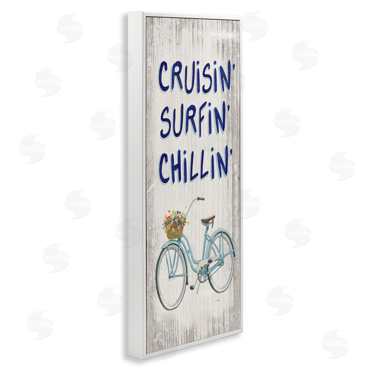 Cruisin' Surfin' Chillin' Bike White Frame Print Wall Art, Home Decor by James Wiens