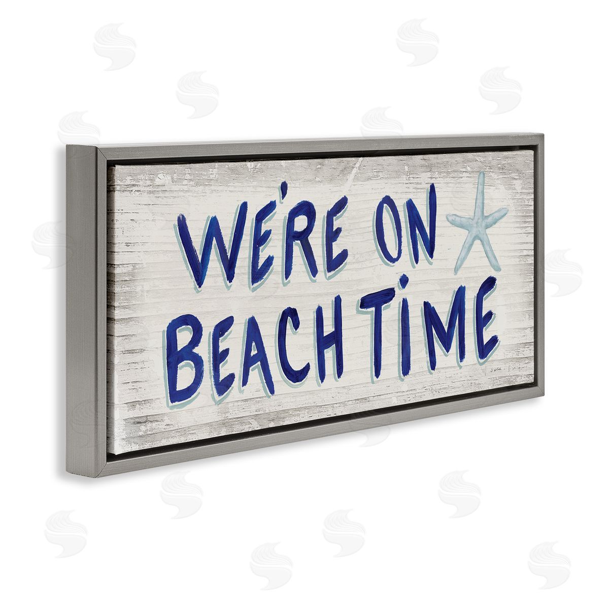 We're on Beach Time Starfish Grey Floating Frame Canvas Wall Art, Home Decor by James Wiens