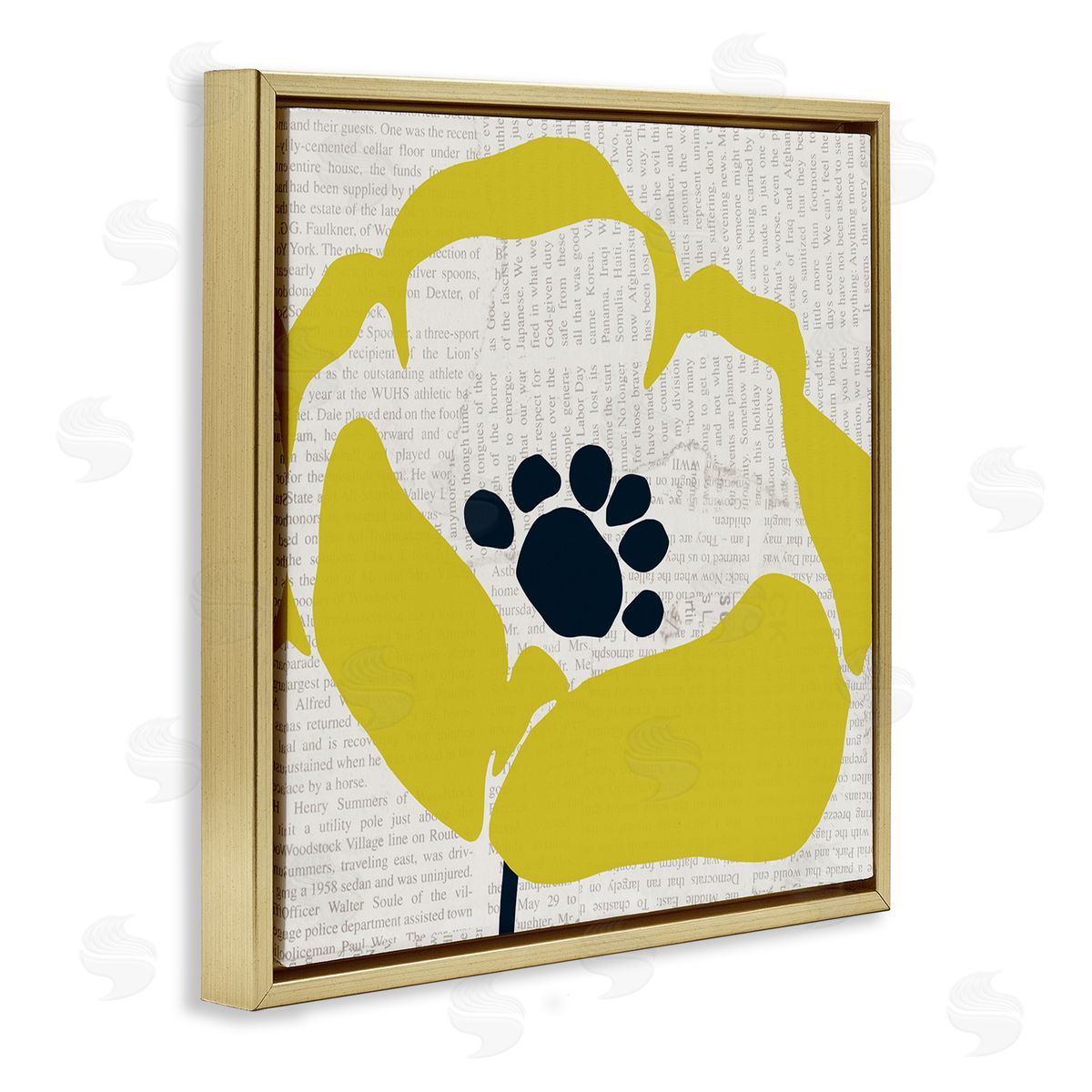 Yellow Flower Pop Art Gold Floating Frame Canvas Wall Art, Home Decor by Wild Apple Portfolio