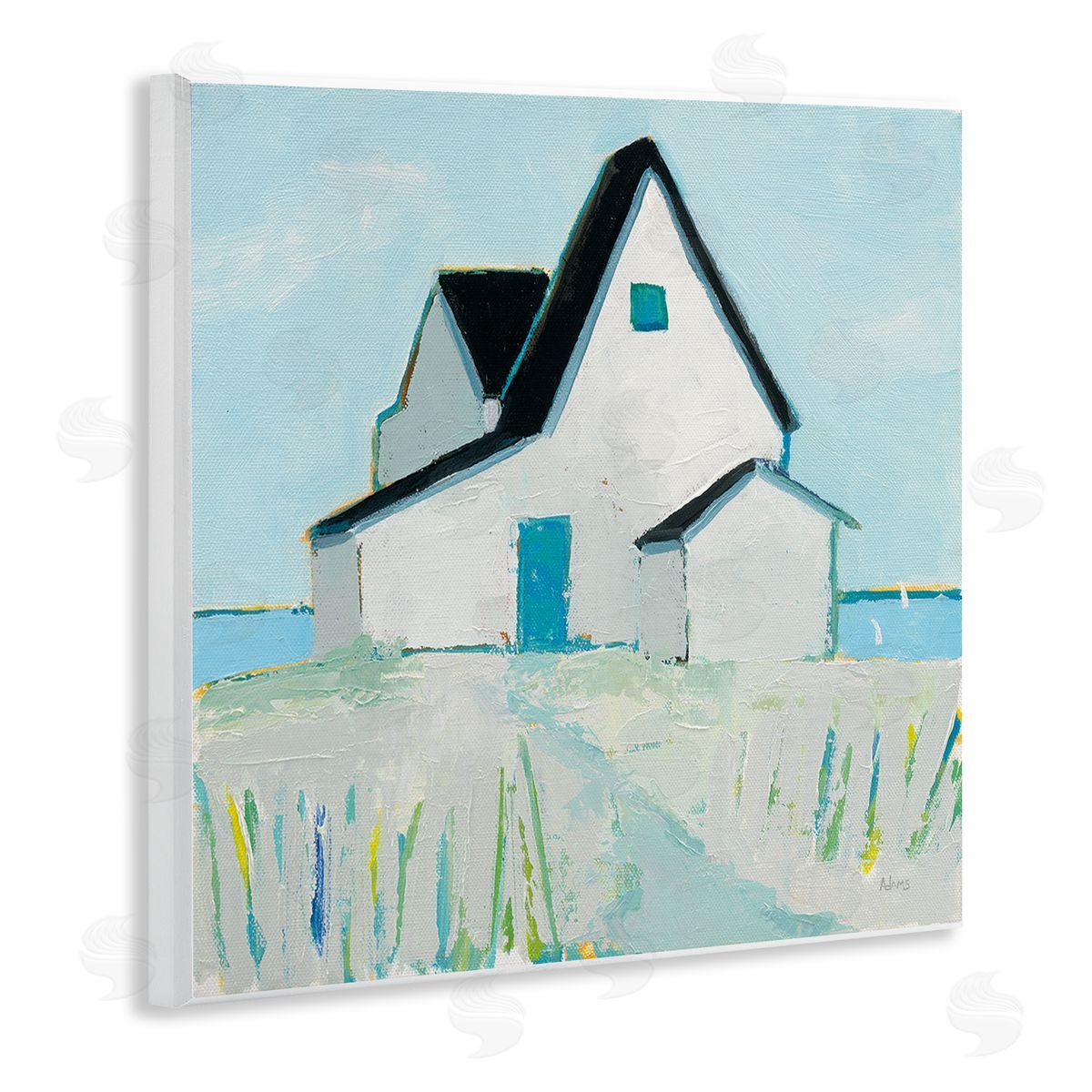 Cape House Coastal Scene Wood Plaque Wall Art, Home Decor by Phyllis Adams