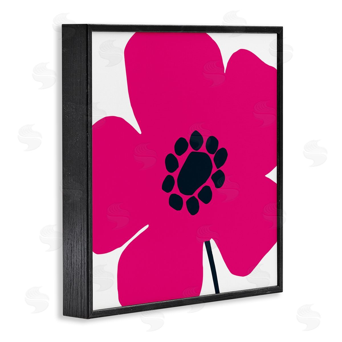 Pop Art Pink Floral Black Frame Print Wall Art, Home Decor by Wild Apple Portfolio