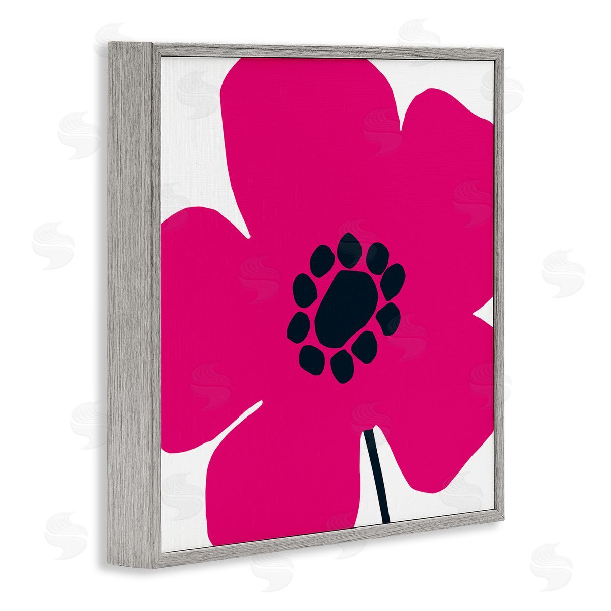 Pop Art Pink Floral Grey Frame Print Wall Art, Home Decor by Wild Apple Portfolio