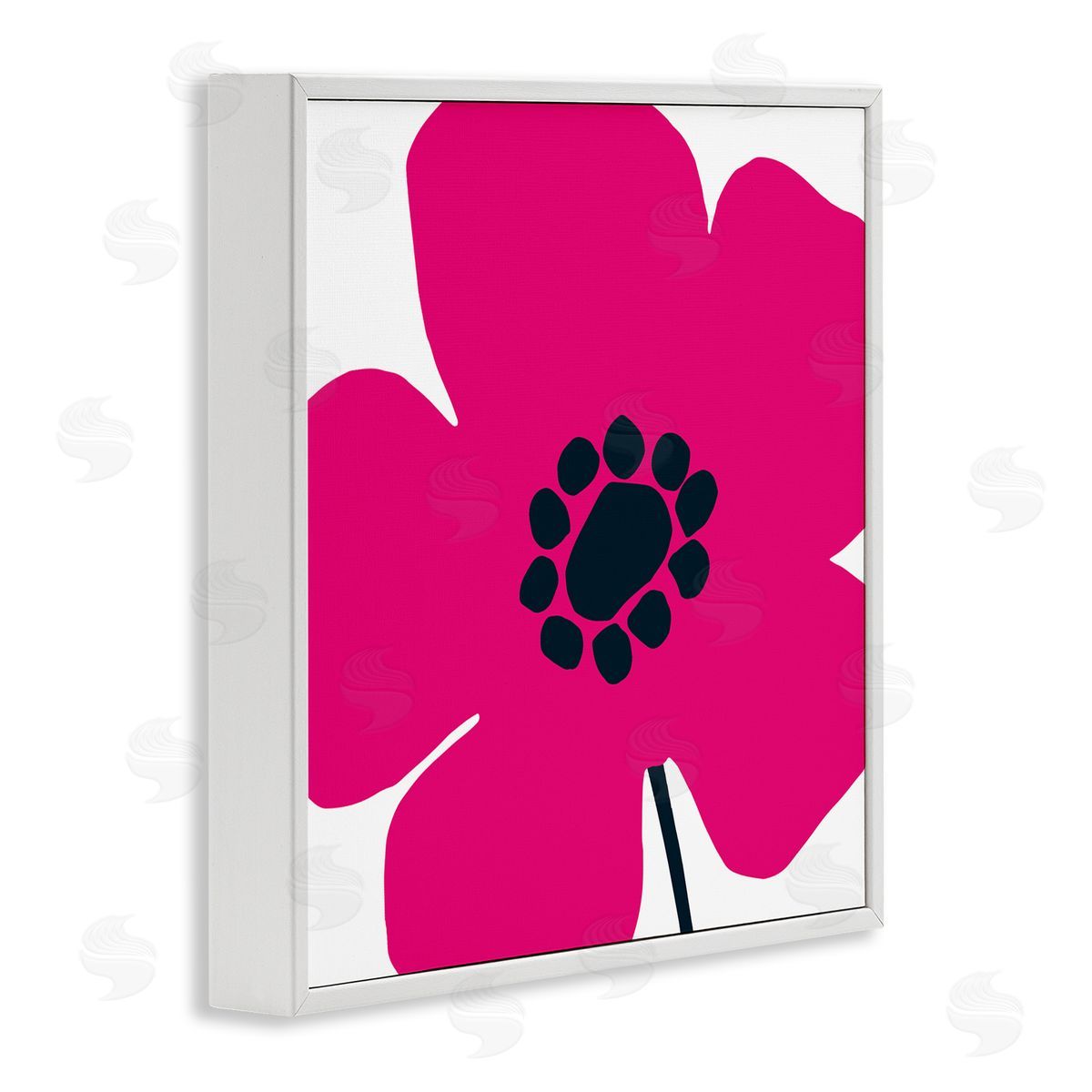Pop Art Pink Floral White Frame Print Wall Art, Home Decor by Wild Apple Portfolio