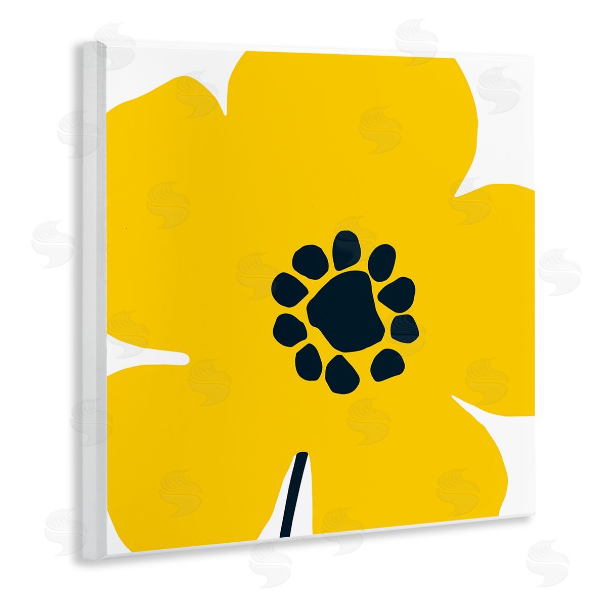 Pop Art Yellow Floral Wood Plaque Wall Art, Home Decor by Wild Apple Portfolio