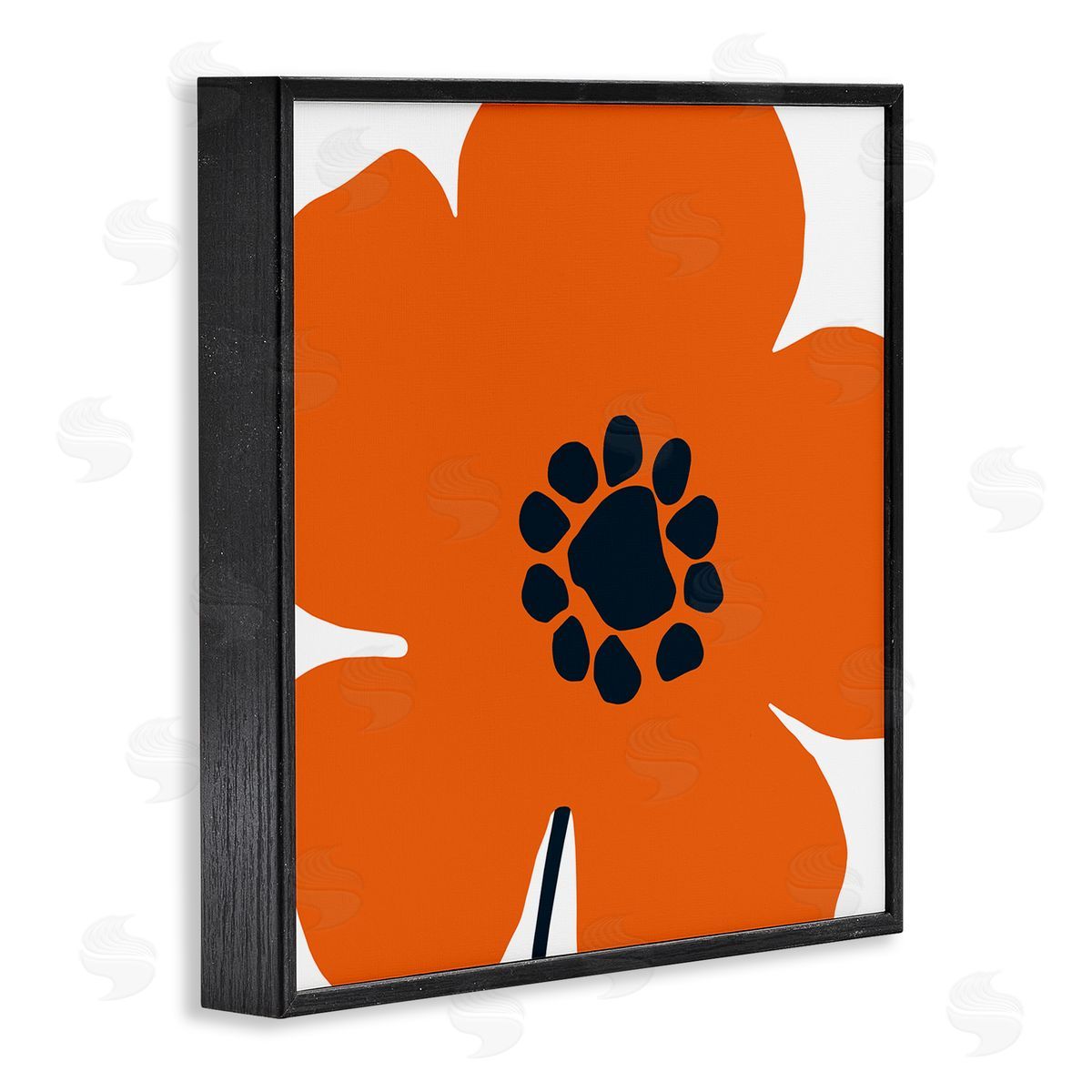 Pop Art Orange Floral Black Frame Print Wall Art, Home Decor by Wild Apple Portfolio